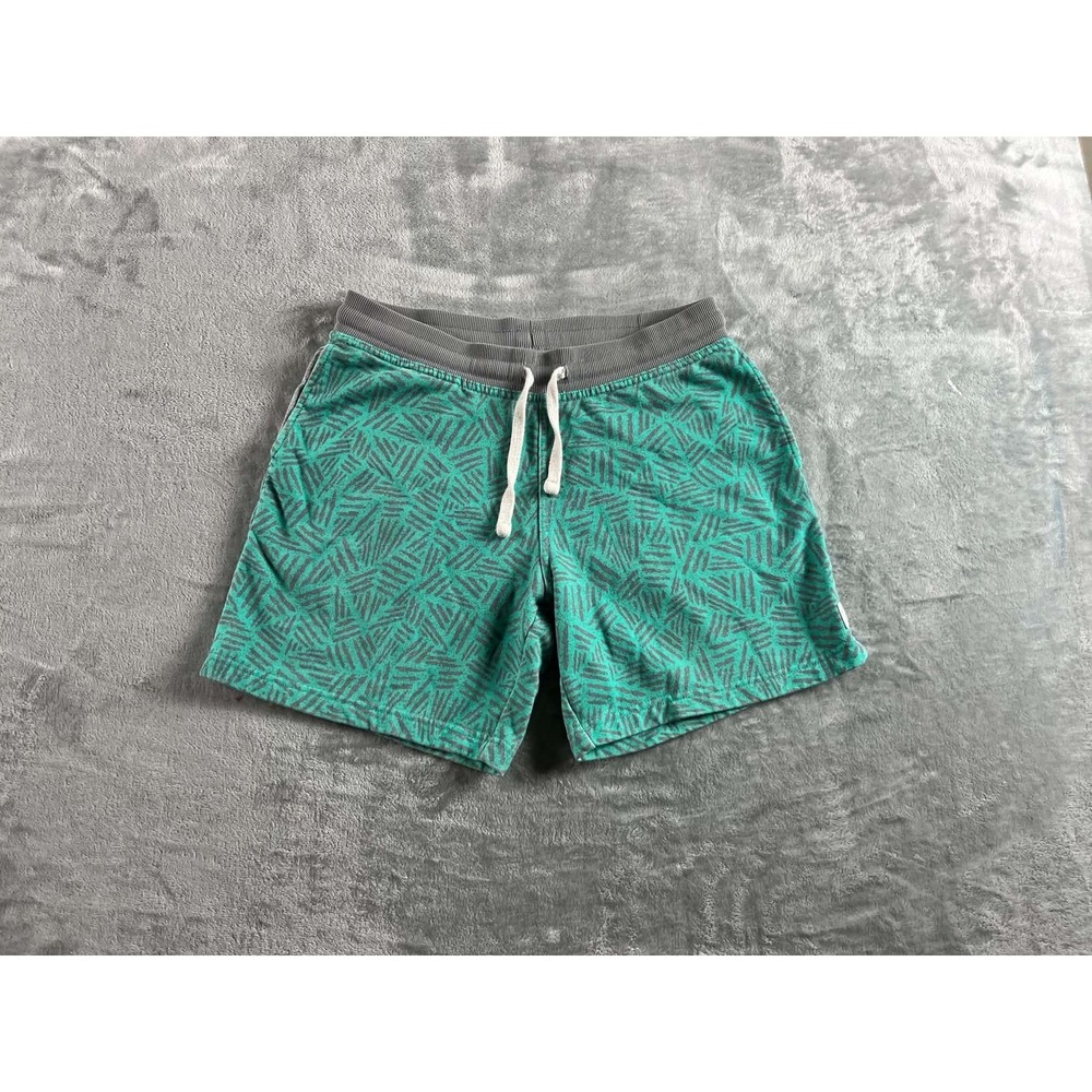 Chubbies Lounge Shorts Mens Small Green Geometric Knit Drawstring 6" Inseam